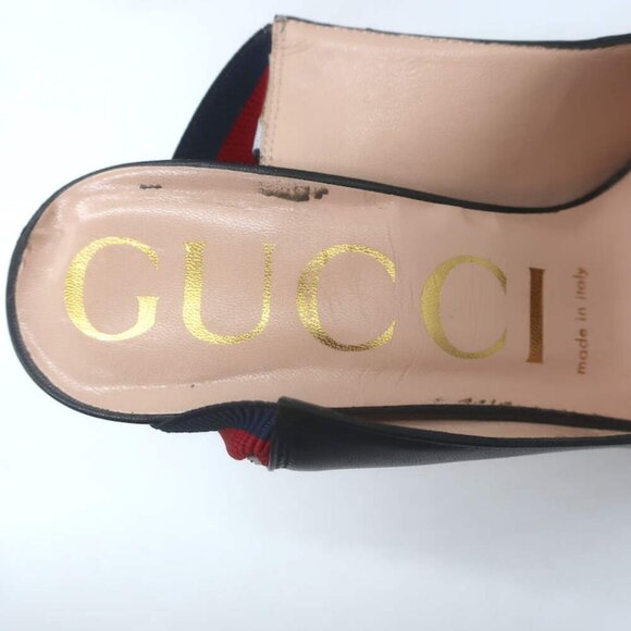 Gucci Sylvie Web Slingback Pumps Black Leather Size 36.5 - Picture 12 of 15